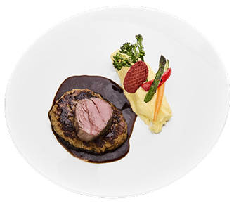 Hullis Menü, Steak mit Kartoffelpüree mit Sauce